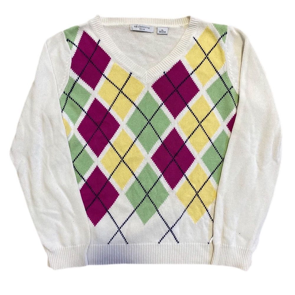 Argyle Pastel V-Neck Sweater